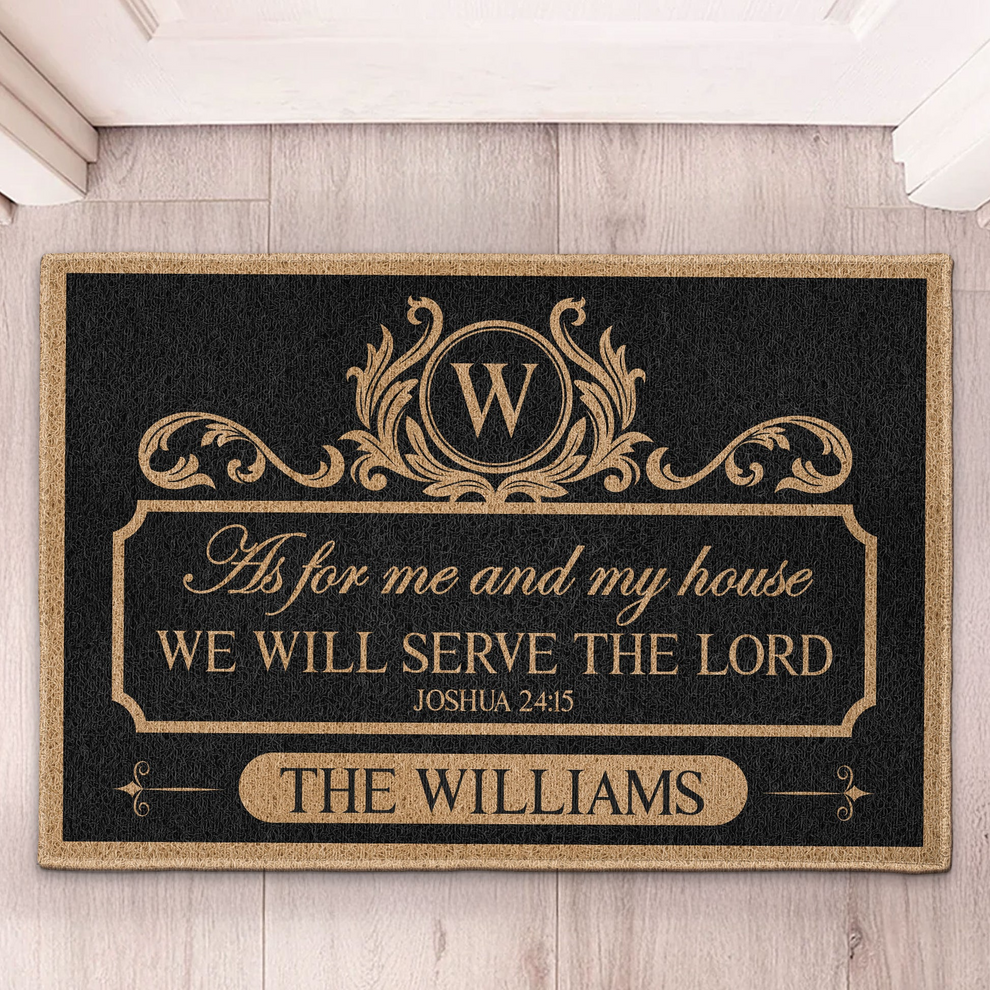 We'll Serve The Lord personalized doormat, main view