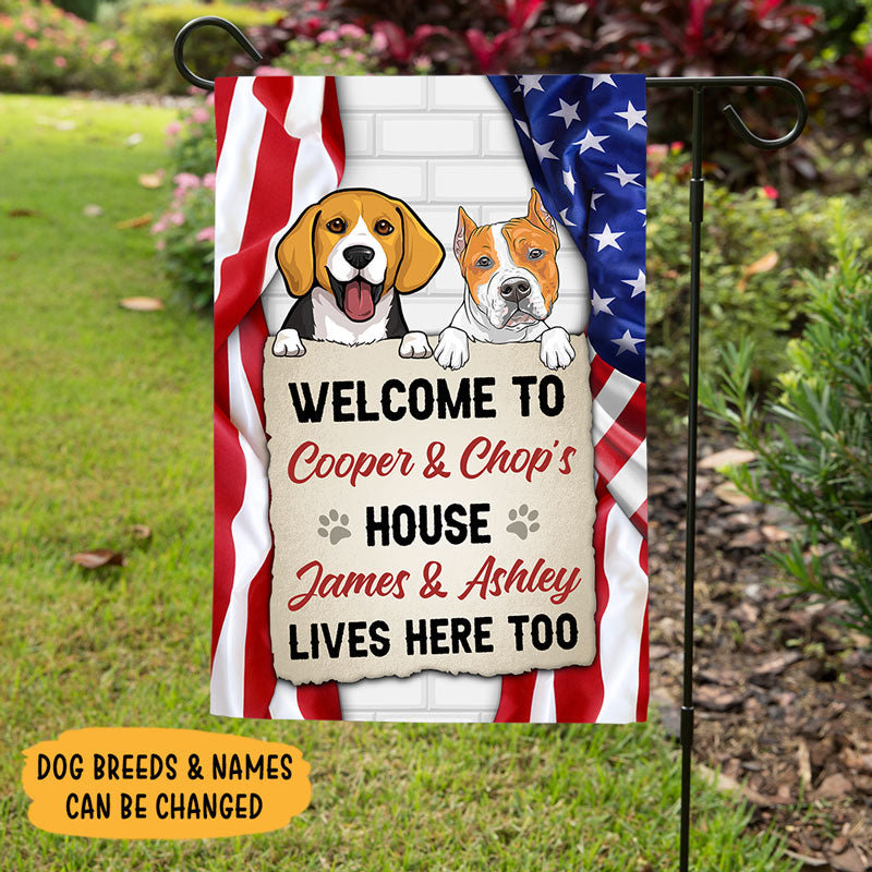 Personalized Welcome To The Dog House garden flag, alternate view 2