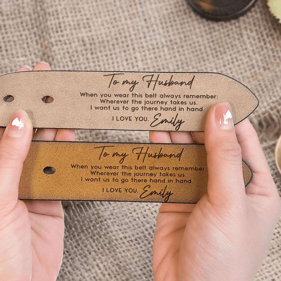 Custom Engraved Belt for Him leather belt, alternate view 4