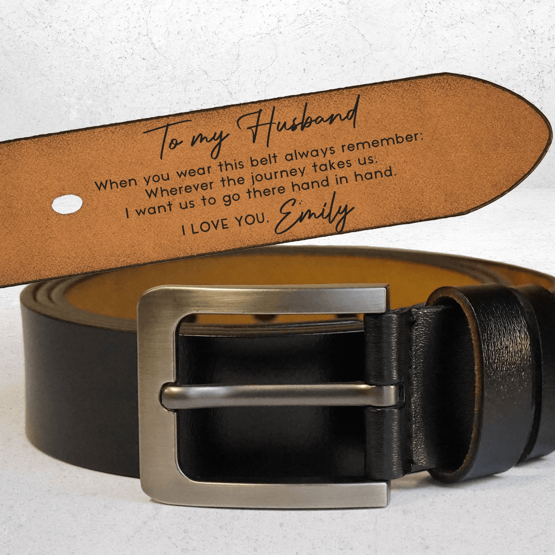 Custom Engraved Belt for Him leather belt, alternate view 5