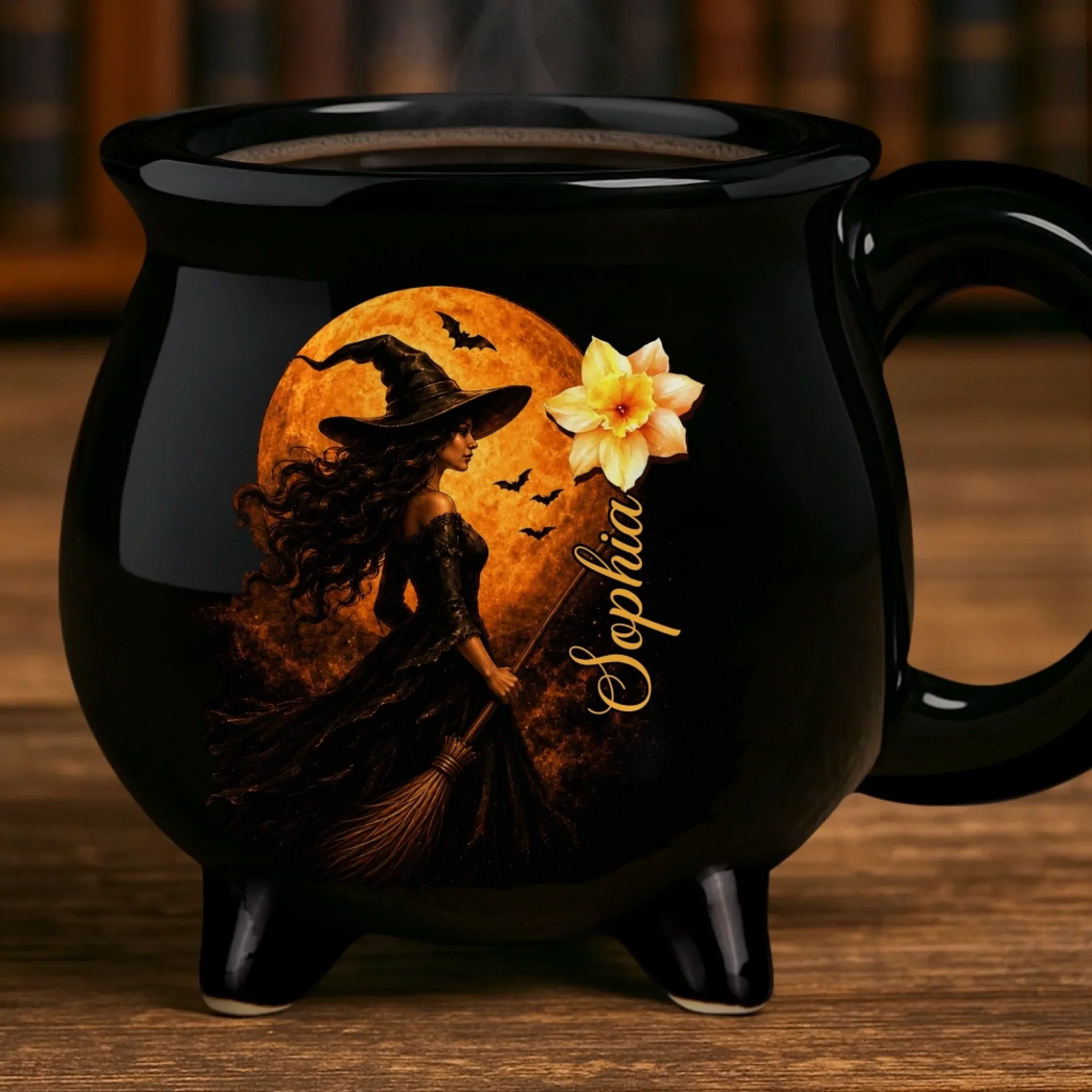 Custom Name Witch Mode On - Personalized Ceramic Cauldron Coffee Mug - Halloween Gifts For Besties, Sisters, BFF, Family, Yourself