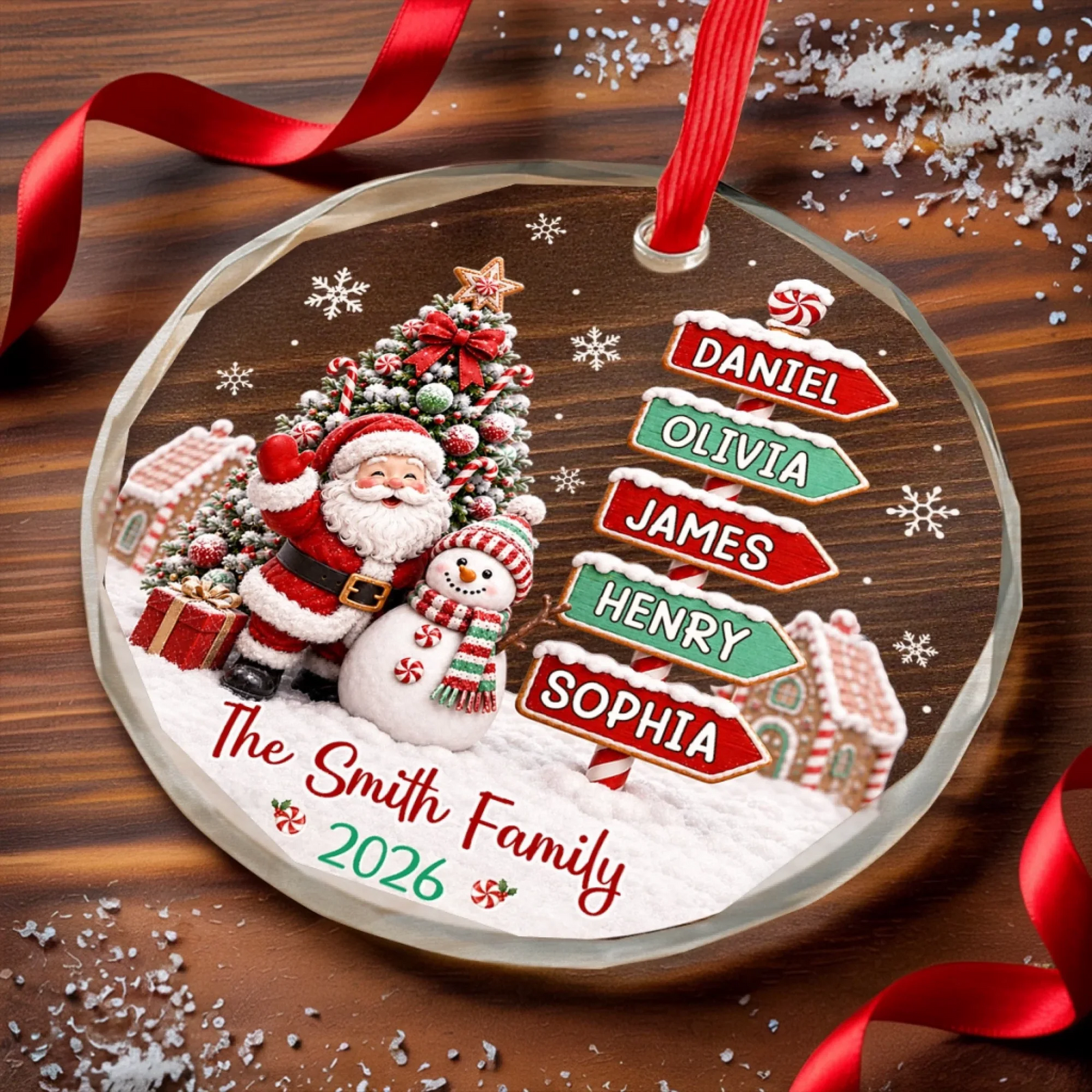 Wonderful Time Together - Personalized Circle Glass Ornament - Christmas Gift For Family, Mom, Dad, Brother, Sister Housewarming Gift