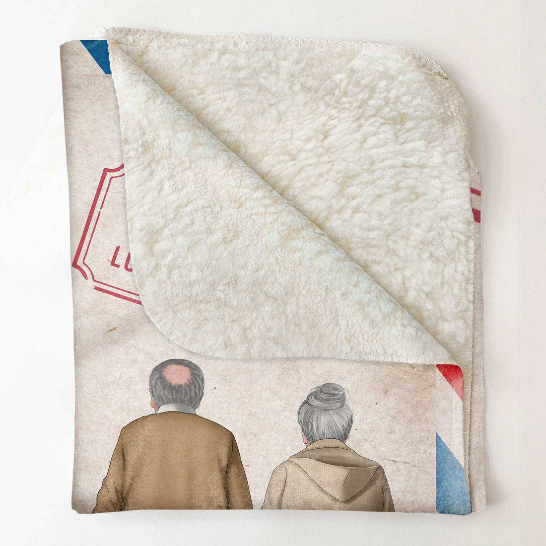 Personalized Wrap Yourself Up In This Blanket Old Couple fleece blanket, soft fleece fabric close-up