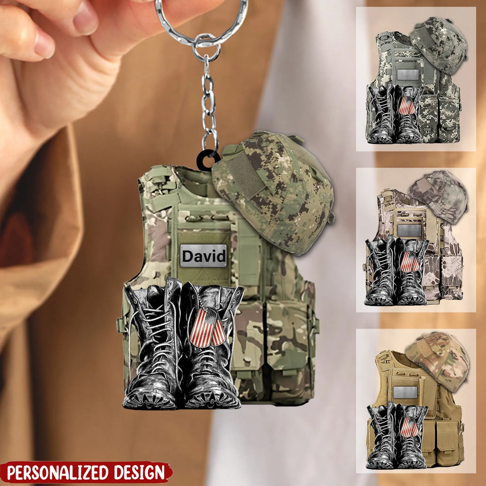Personalized United States Military Uniforms acrylic keychain, main view