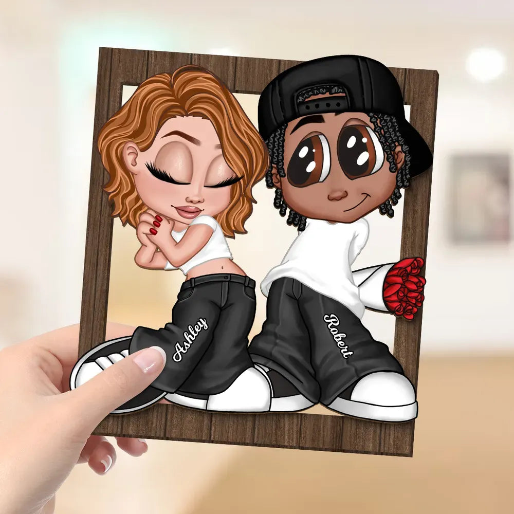 Y2K Couple Frame Personalized 2-layer Wooden Plaque, Gift Fo personalized wooden plaque, alternate view 3