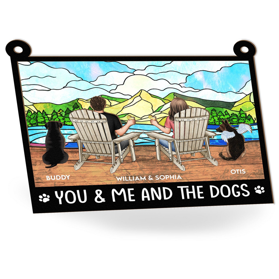 Personalized You And Me And The Dogs suncatcher ornament, alternate view 5