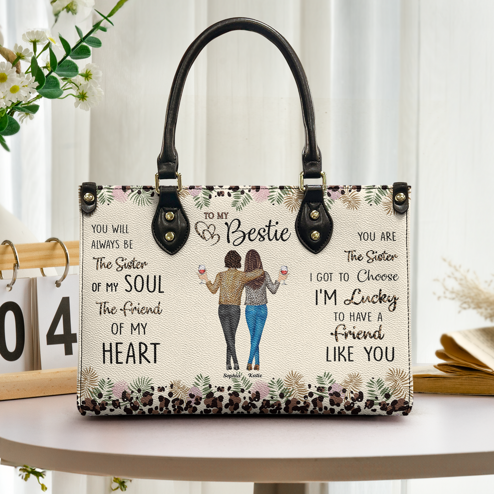 Personalized You Will Always Be The Sister Of My Soul handbag, front view with name options