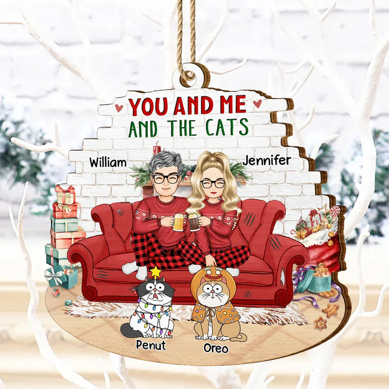 You And Me And The Cats custom shaped wood ornament, alternate view 3