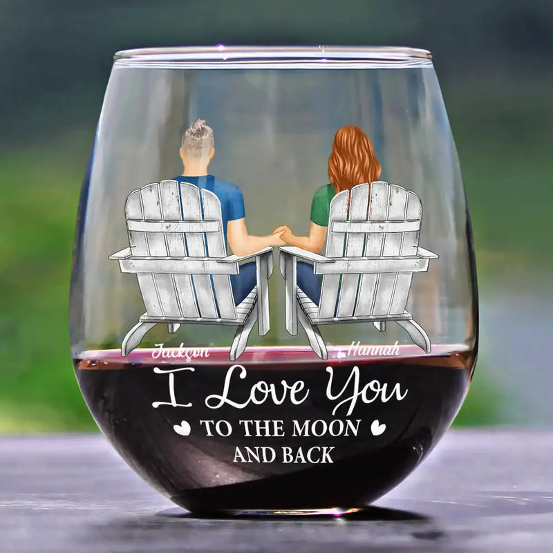 Personalized You And Me We Got This Anniversary Couple wine glass, alternate view 2