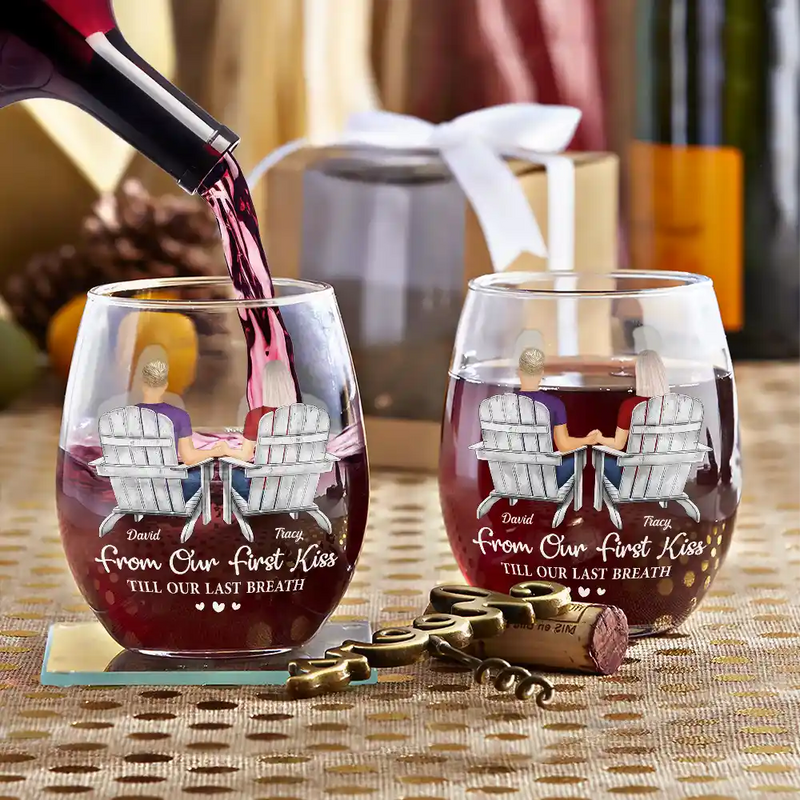 Personalized You And Me We Got This Anniversary Couple wine glass, alternate view 5