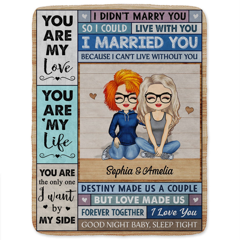 Personalized You Are My Love I Married You fleece blanket, spread across a bed