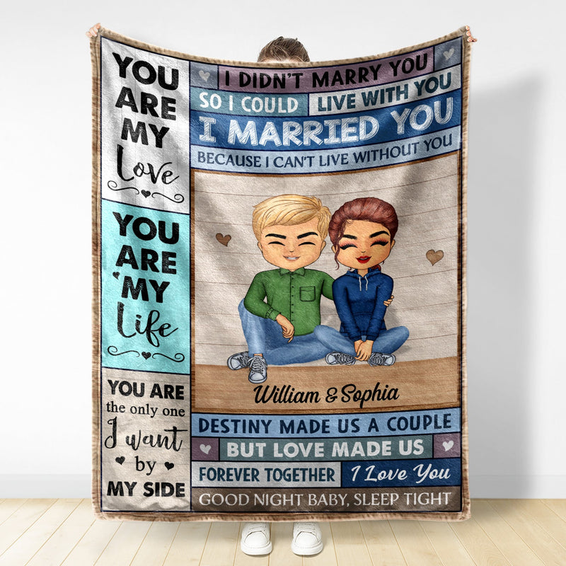 Personalized You Are My Love I Married You fleece blanket, soft fleece fabric close-up