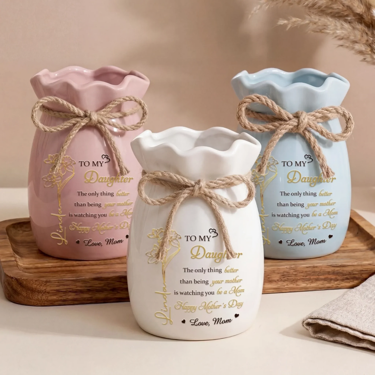 You Carry Love So Beautifully - Personalized Flower Vase With Ribbon - Mother's Day Gift To Daughter, Granddaughter