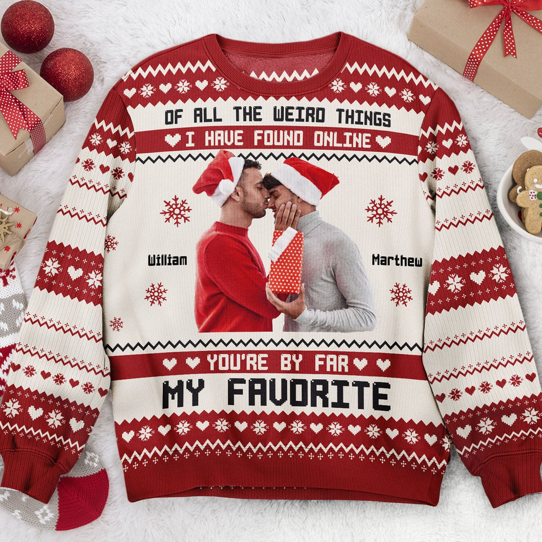 Personalized You're By Far My Favorite I Found Online Couple ugly Christmas sweater, alternate view 4