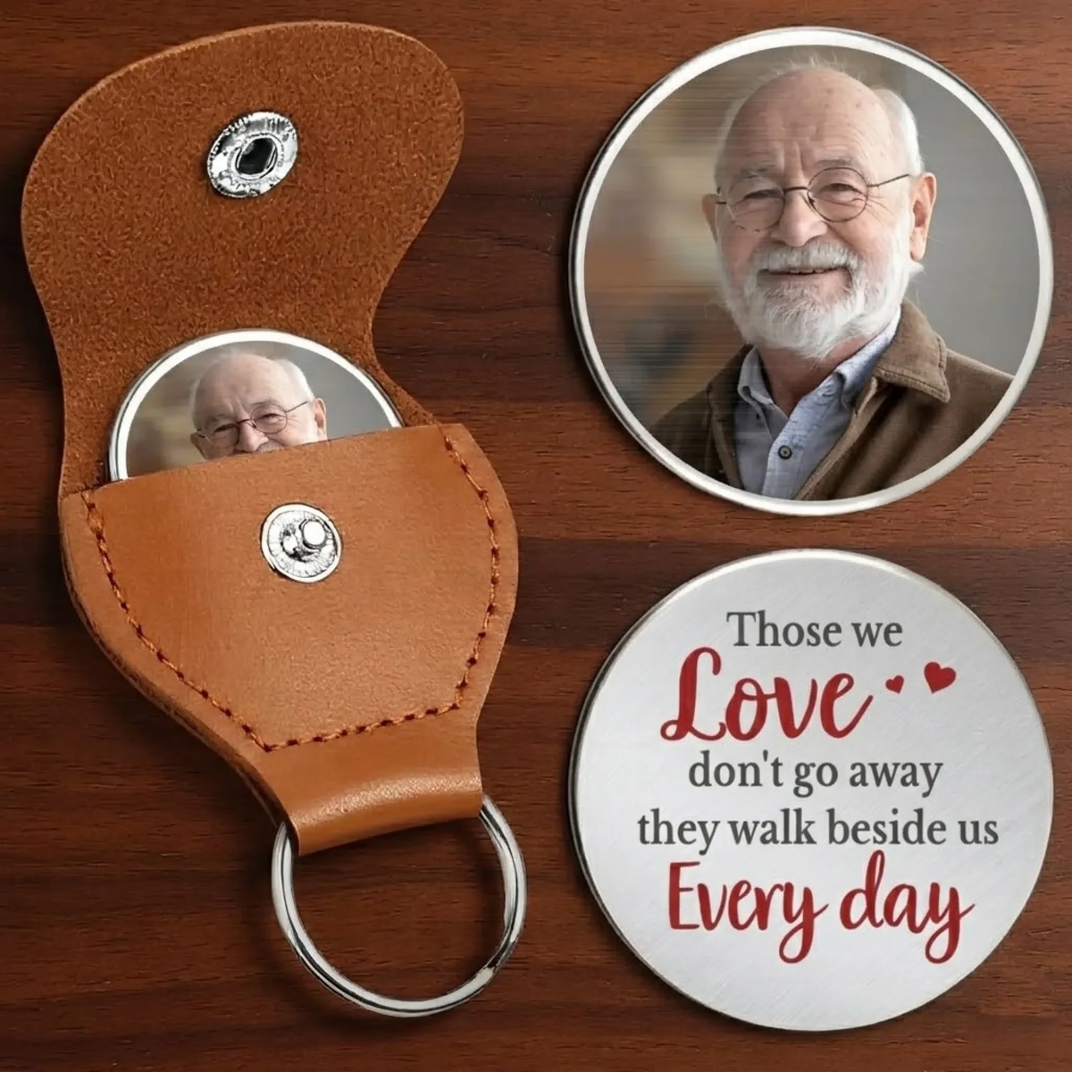 Custom Photo Your Strength Still Guides Me Memorial - Personalized Leather Pocket Hug - Memorial Sympathy Gifts For Loss Of Mom, Dad