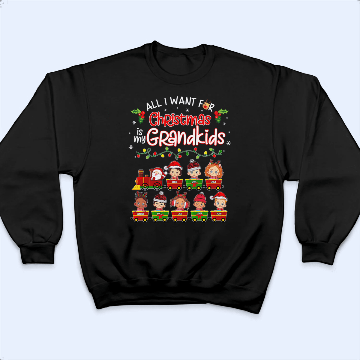 All I Want For Christmas Is My Grandkid - Personalized Custom T Shirt - Christmas, Loving, Funny Gift for Grandma/Nana/Mimi, Mom, Wife, Grandparent - Suzitee Store