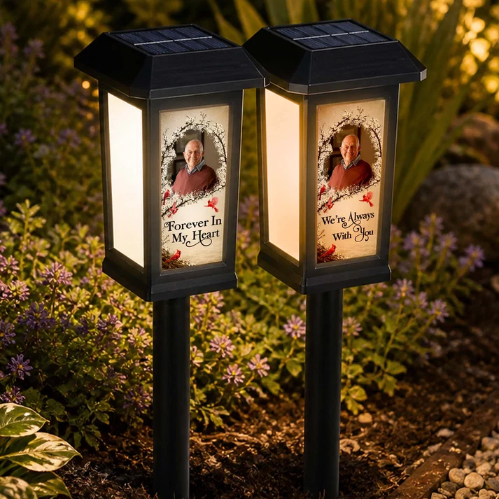 Custom Photo Always With You Memorial - Personalized Solar Garden Light - Memorial, Sympathy Gift For Family Members