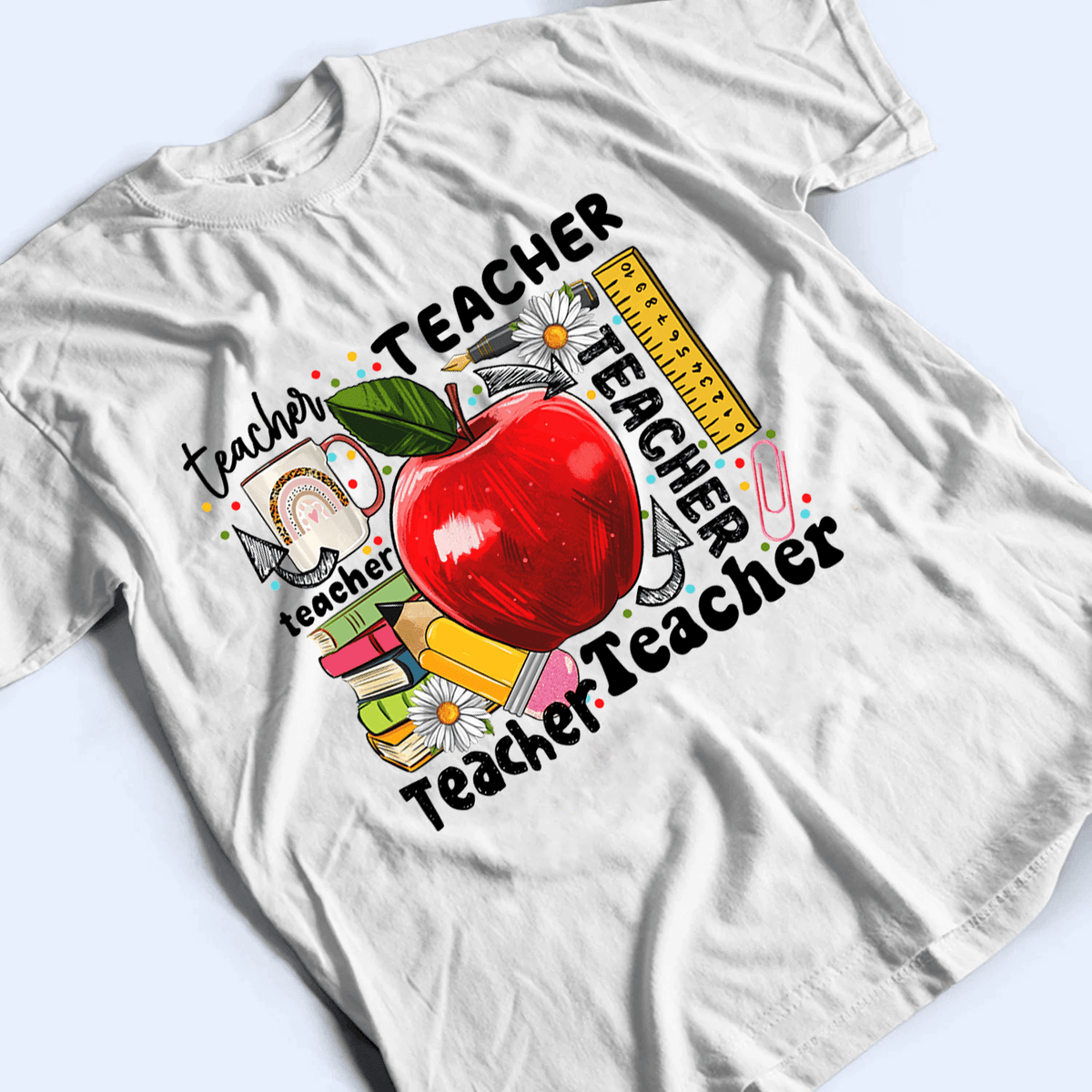 Apple Back to School - Personalized Custom T Shirt - Birthday, Loving, Funny Gift for Teacher, Kindergarten, Preschool, Pre K, Paraprofessional - Suzitee Store
