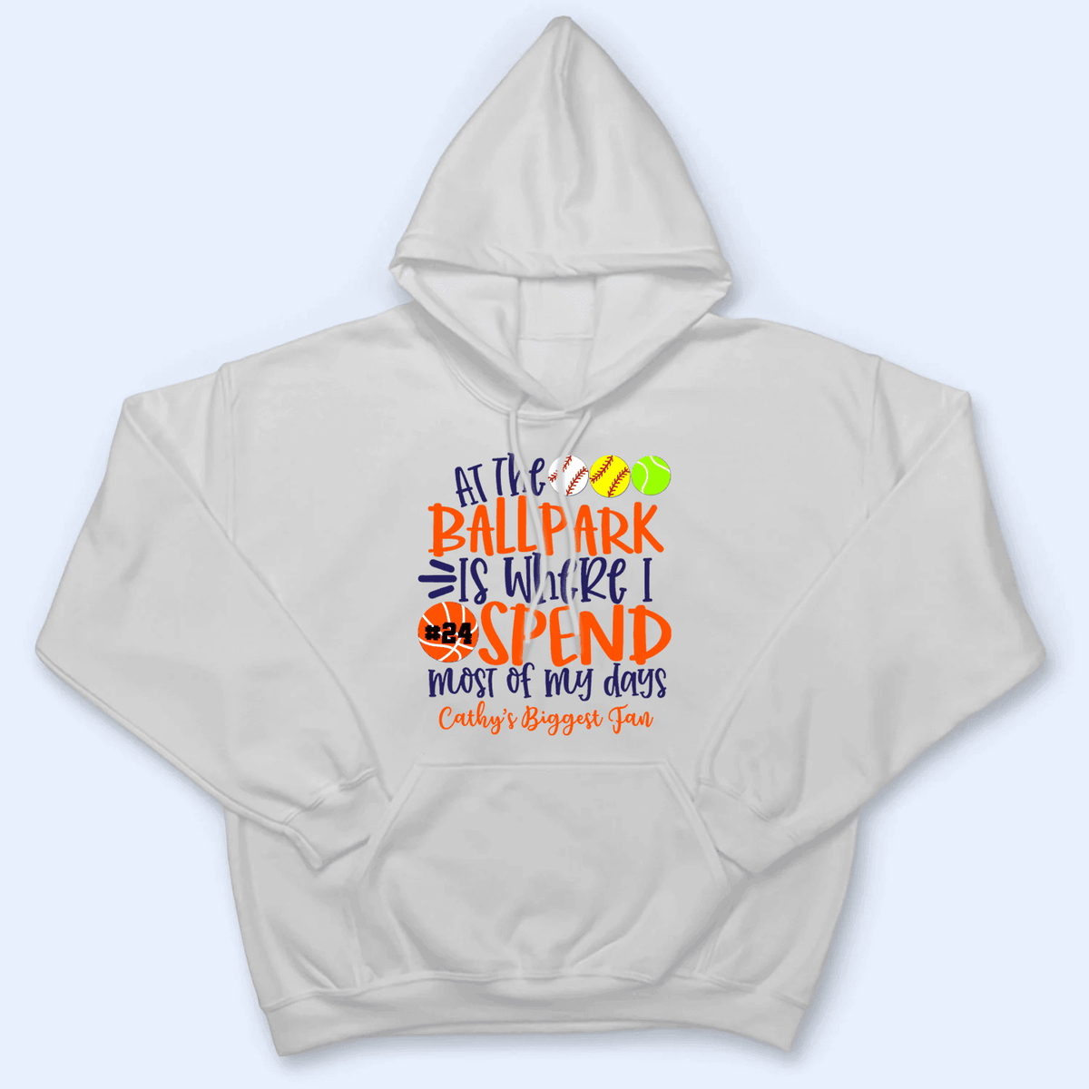 At The Ballpark Is Where I Spend My Days - Baseball/Softball - Personalized Custom T Shirt - Gift for Grandma/Nana/Mimi, Mom, Wife, Grandparent - Suzitee Store