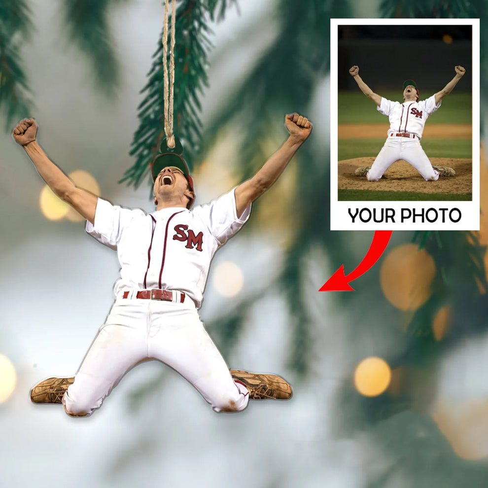 Custom Baseball Photo Ornament custom shaped acrylic ornament, main view