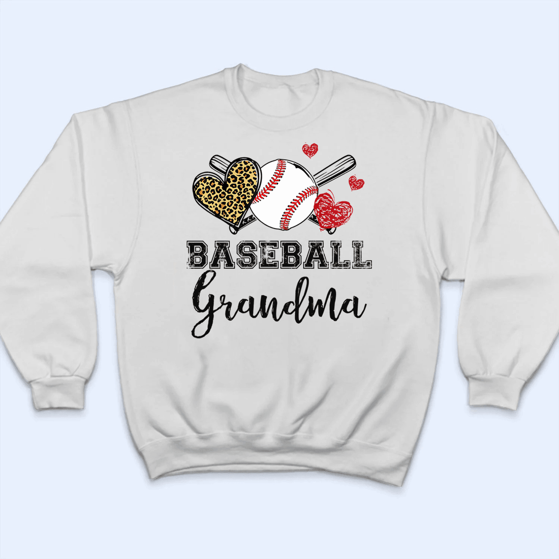 Baseball Grandma Leopard Heart - Personalized Custom T Shirt - Gift for Grandma/Nana/Mimi, Mom, Wife, Grandparent - Suzitee Store