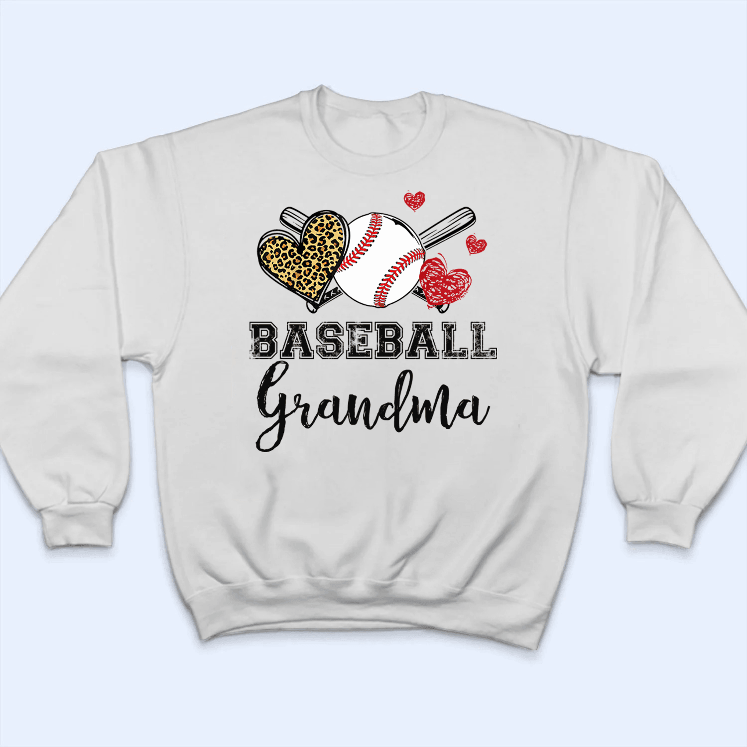 Baseball Grandma Leopard Heart - Personalized Custom T Shirt - Gift for Grandma/Nana/Mimi, Mom, Wife, Grandparent - Suzitee Store