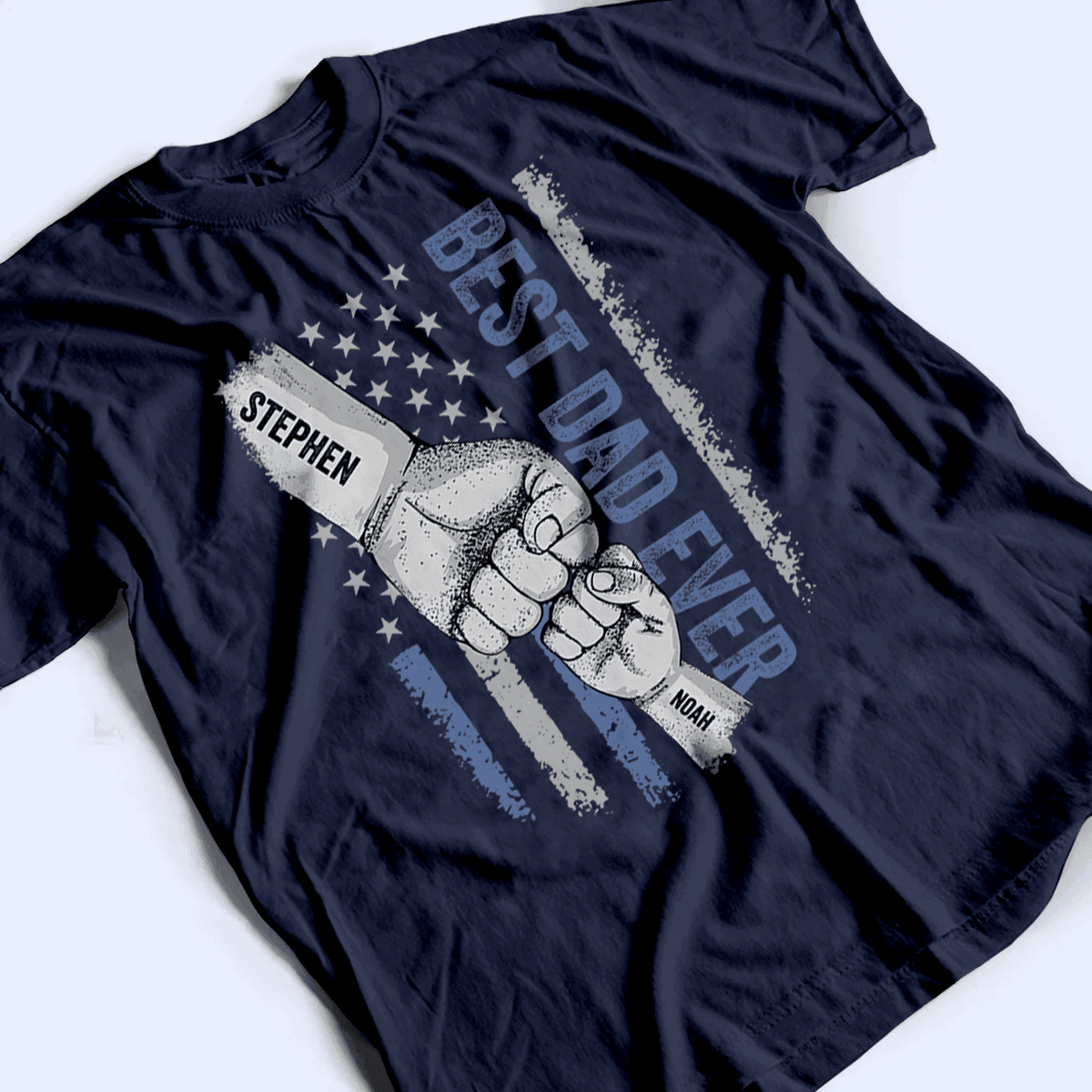 Best Dad Ever Raised Fist Bump - Personalized Custom T Shirt - Father's Day Gift for Dad, Grandpa, Daddy, Dada, Dad Jokes - Suzitee Store