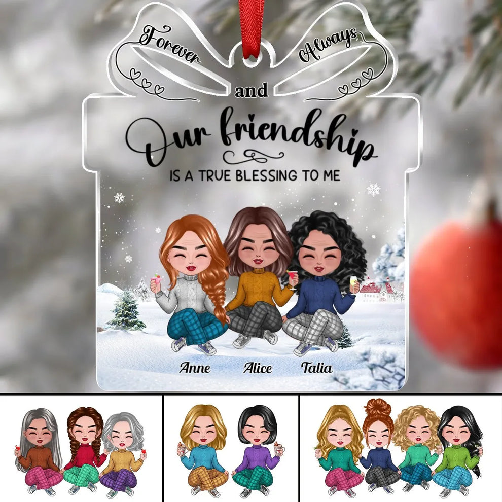 Our Friendship is a True Blessing to me personalized custom shaped acrylic ornament, main view