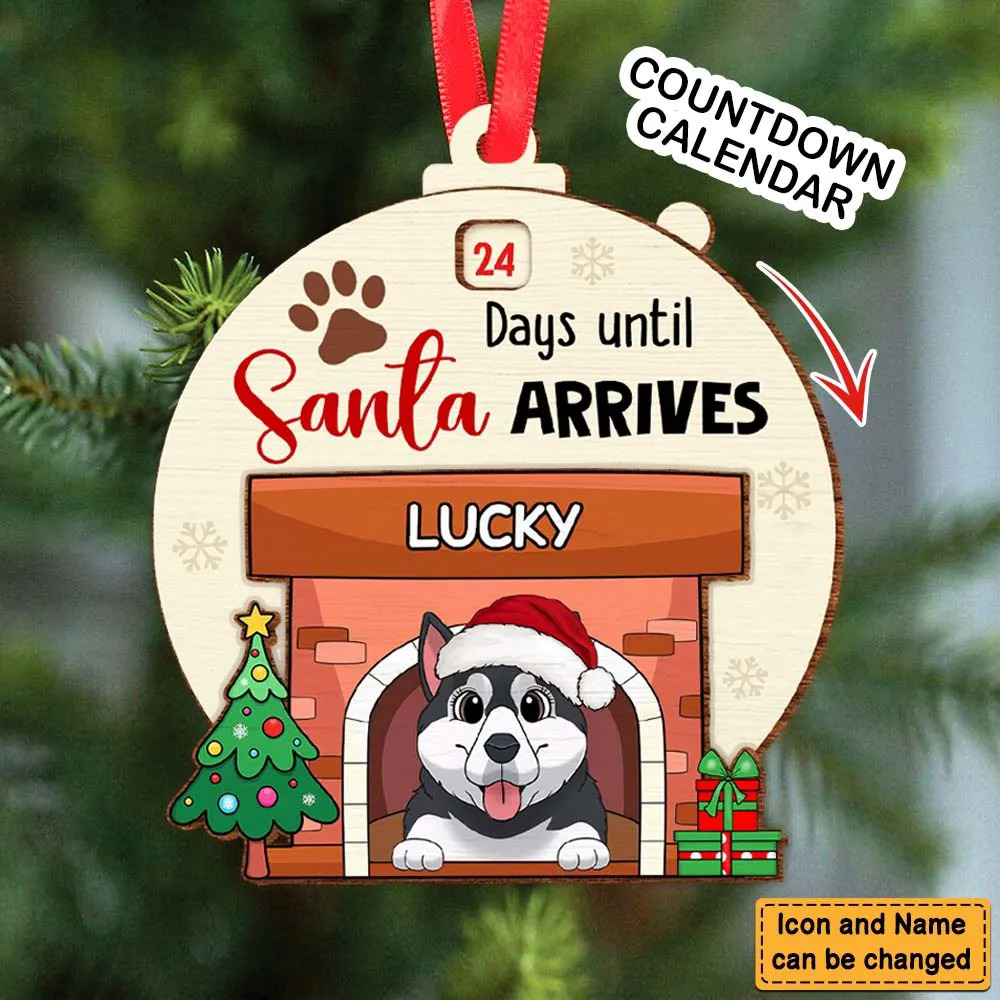 Personalized Countdown Until Santa Arrives countdown ornament, alternate view 3