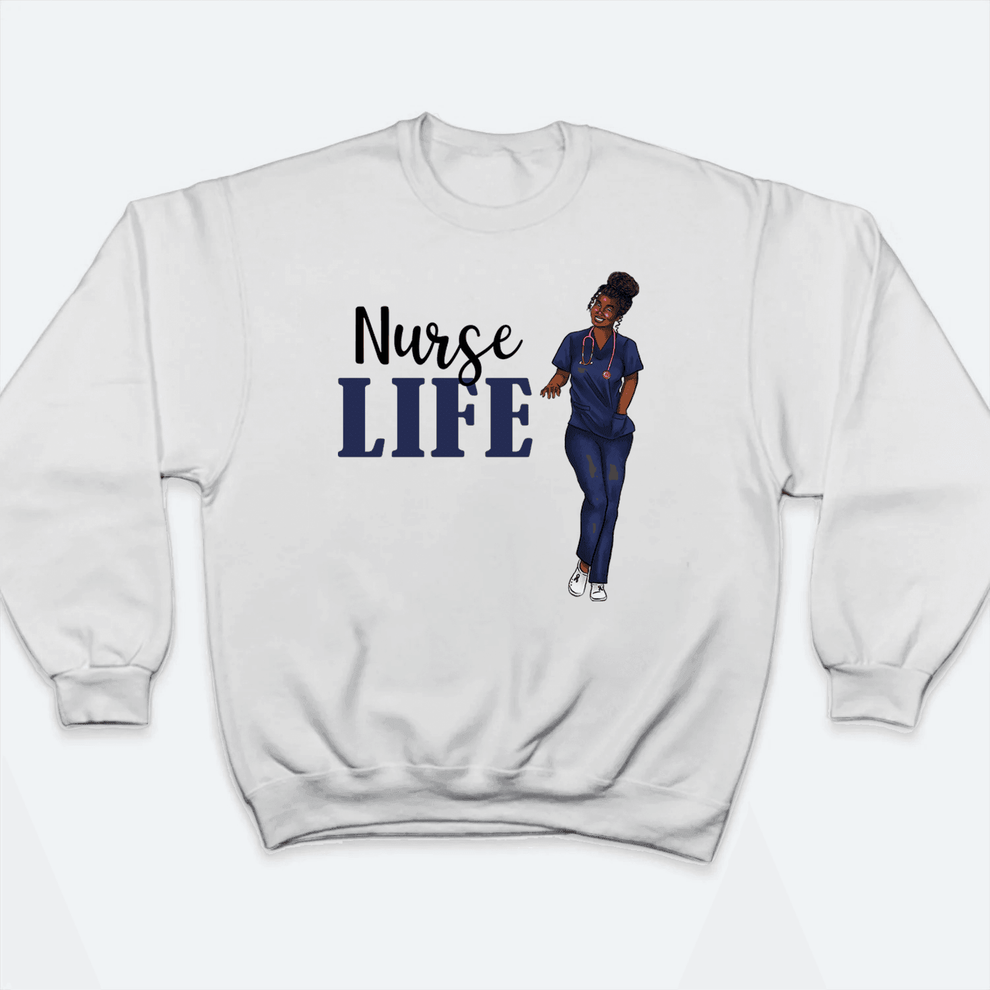 Personalized Black Nurse in Scrubs t-shirt, main view