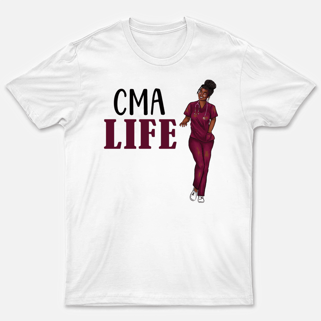 Personalized Black Nurse in Scrubs t-shirt, alternate view 2