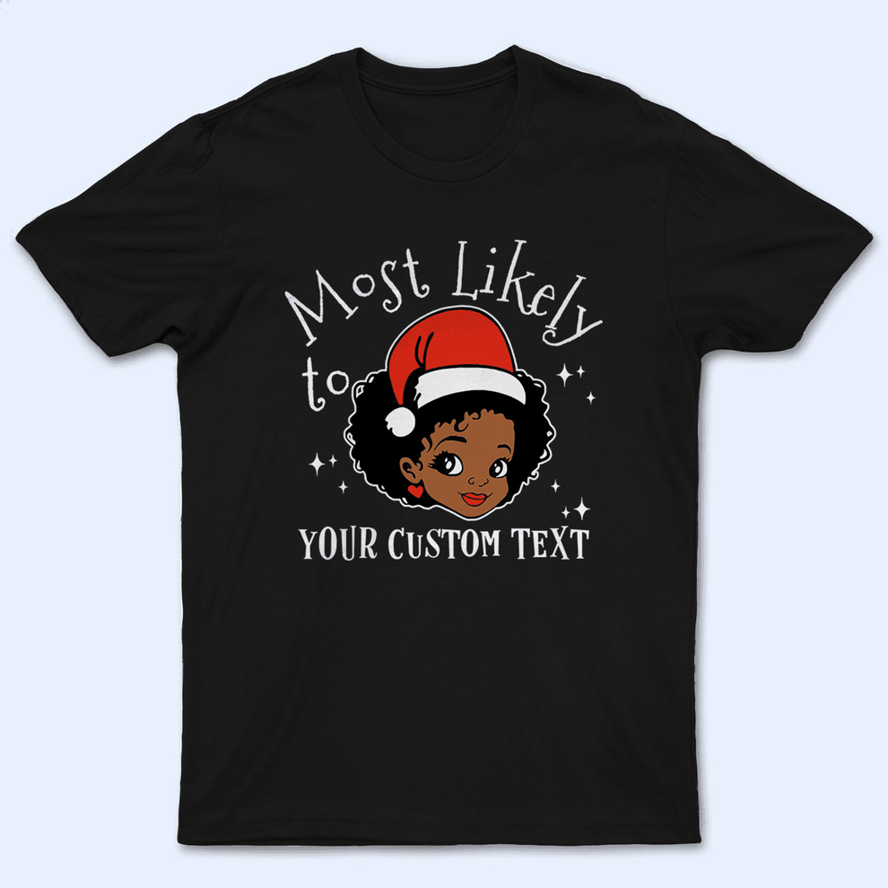 Personalized Black Santa Melanin Christmas youth t-shirt, main view