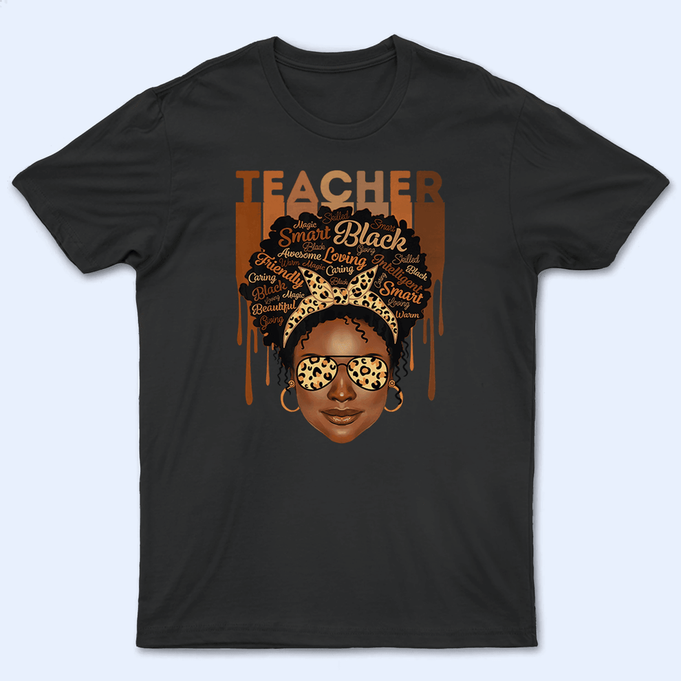 Personalized Black Teacher t-shirt, main view