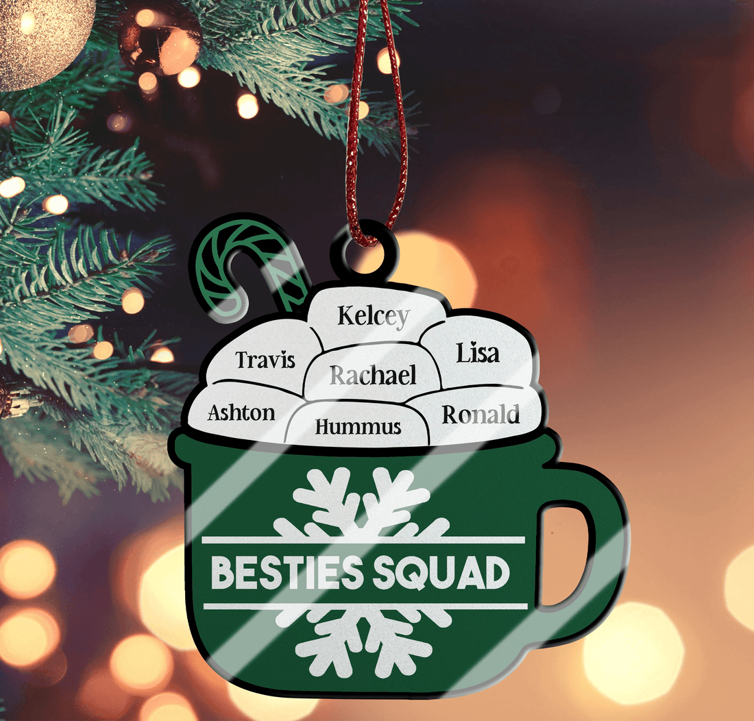Christmas Family Hot Chocolate Ornament personalized custom shaped acrylic ornament, alternate view 4