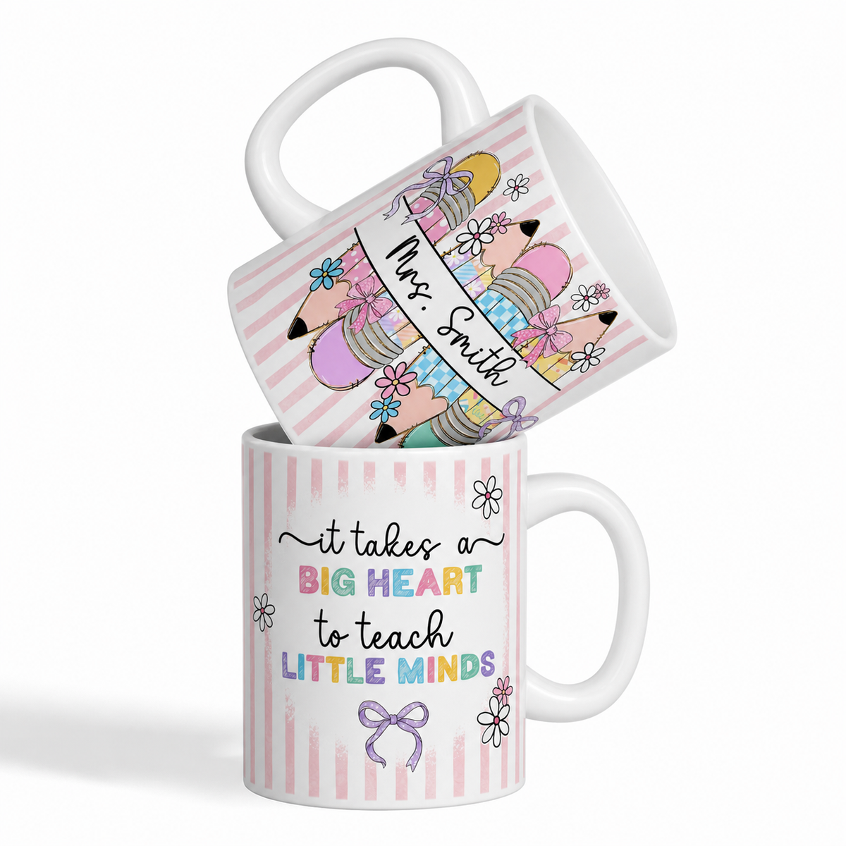 It Takes A Big Heart To Teach Little Minds - Personalized Custom Mug - Back To School Gift For Teachers & Educators