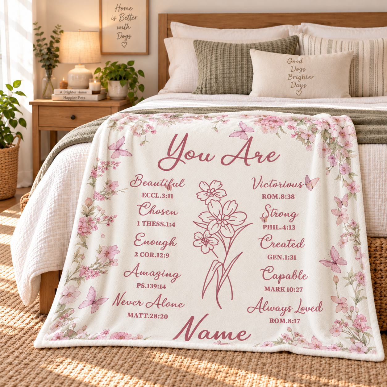 Custom Name You Are Bible Verse Christian - Personalized Custom Blanket - Gift For Women, Girls, Daughter, Granddaughter