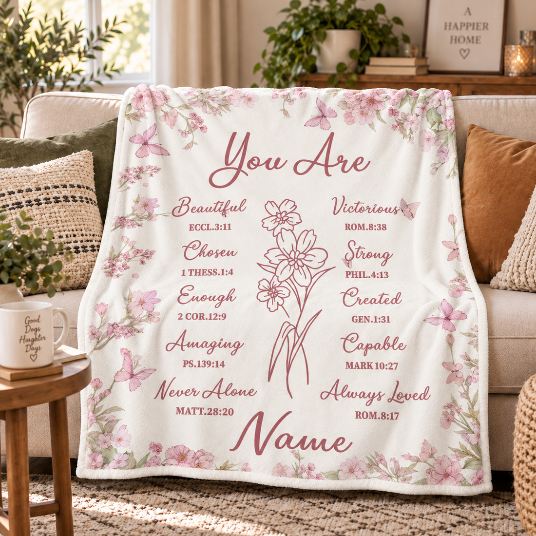 Custom Name You Are Bible Verse Christian - Personalized Custom Blanket - Gift For Women, Girls, Daughter, Granddaughter