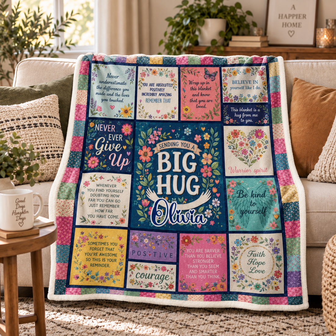 Sending You A Big Hug - Personalized Custom Blanket - Gift For Women, Girls, Besties, Encouragement Gift