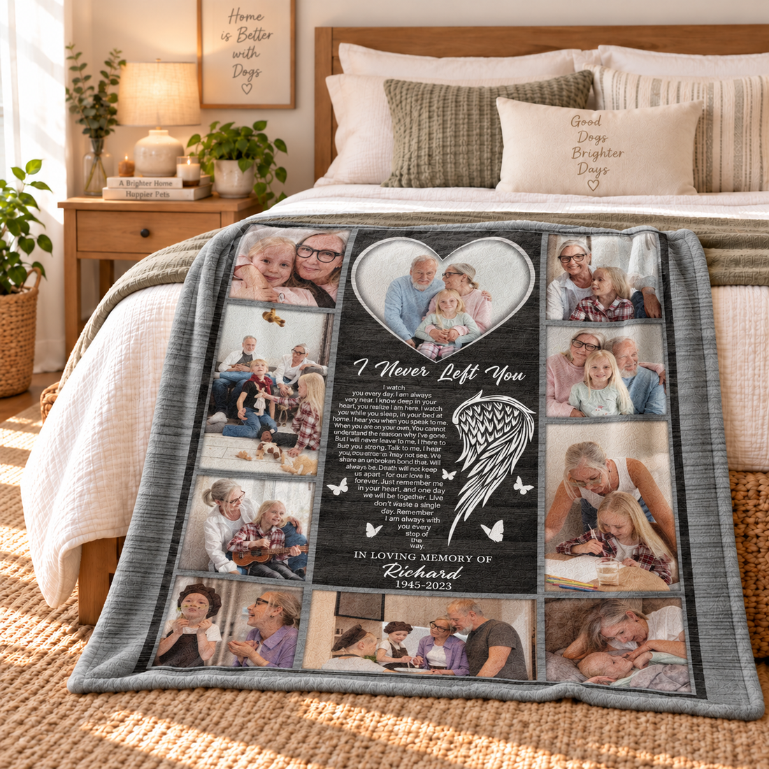 Custom Photo I Never Left You Memorial - Personalized Custom Blanket - Memorial Sympathy Gifts For Loss Of Mom, Dad