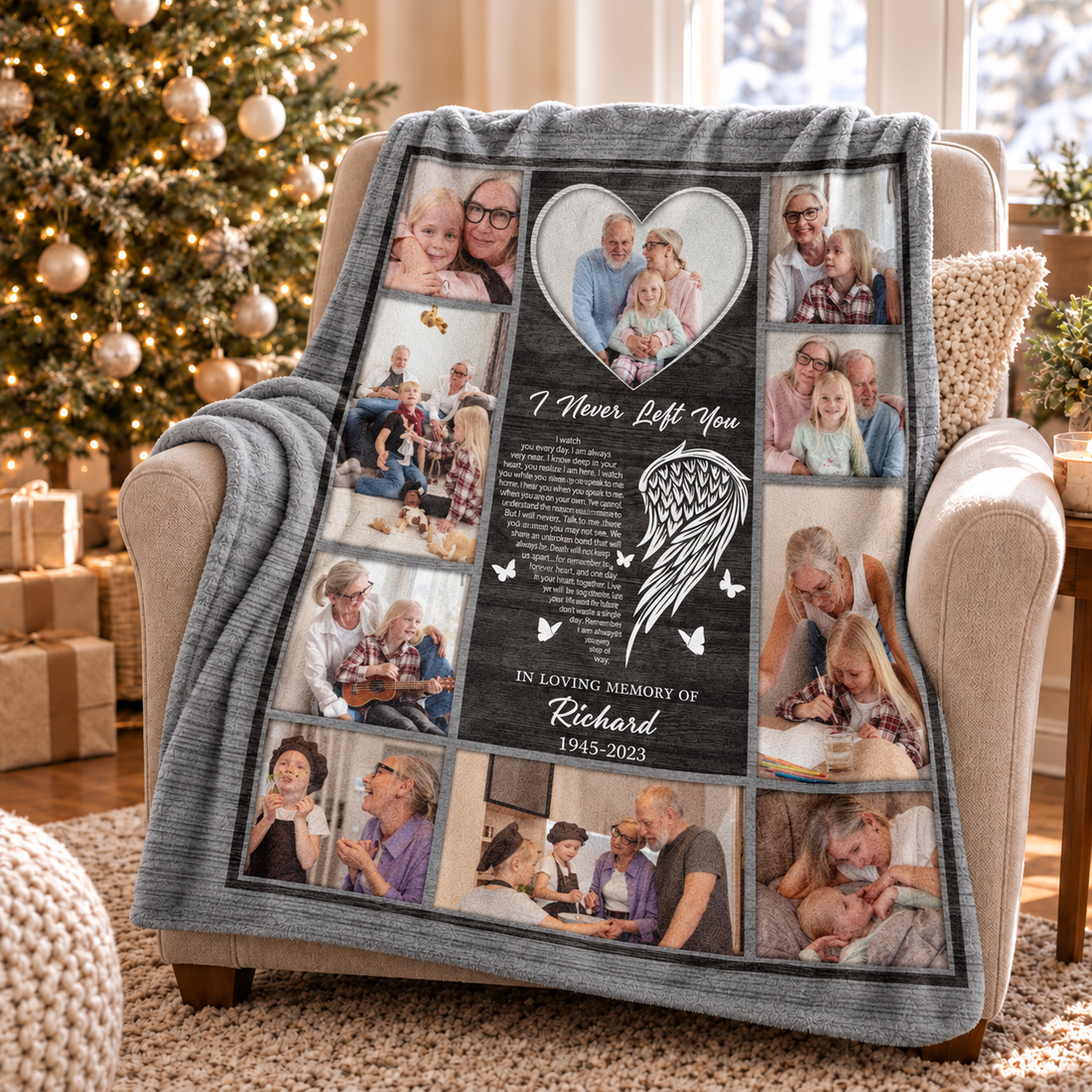 Custom Photo I Never Left You Memorial - Personalized Custom Blanket - Memorial Sympathy Gifts For Loss Of Mom, Dad