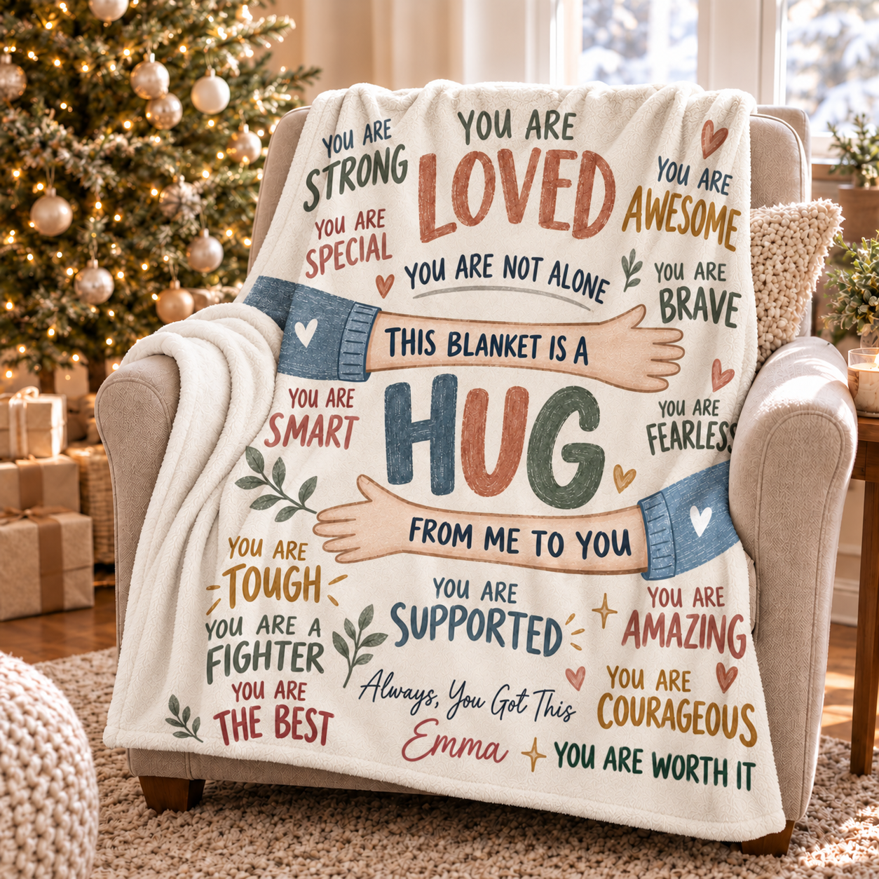 This Blanket Is A Hug From Me To You - Personalized Custom Blanket - Encouragement Gift, Inspirational Gift