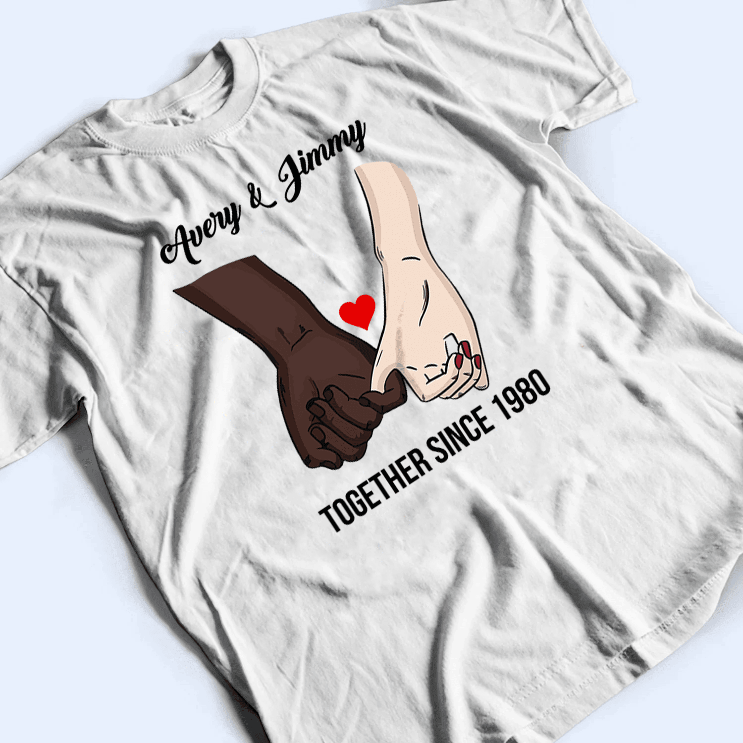 Couple Hand Valentine's Day - Personalized Custom T Shirt - Gift for Grandma/Nana/Mimi, Mom, Wife, Grandparent - Suzitee Store