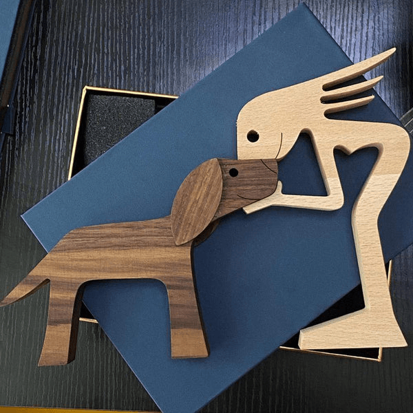 Personalized A Woman And Floppy Ears Dog wood sculpture, alternate view 2