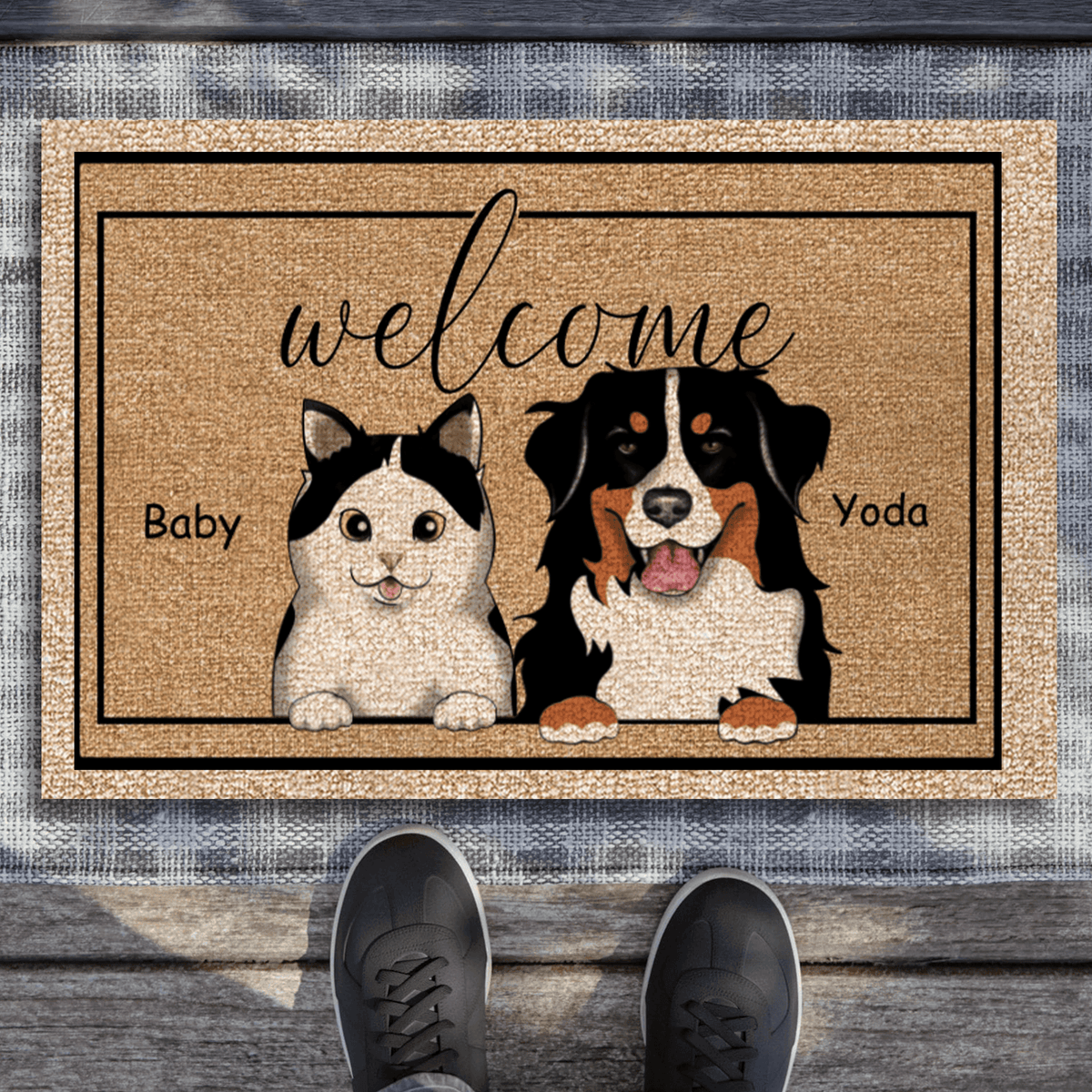 Custom Family Pet Welcome Doormat - Personalized Doormat - Birthday, Housewarming, Funny Gift for Homeowners, Friends, Dog Mom, Dog Dad, Dog Lovers, Pet Gifts for Him, Her - Suzitee Store
