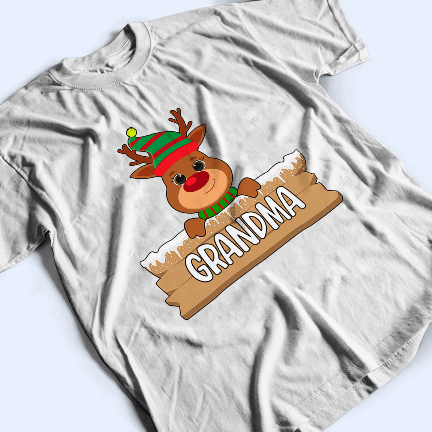 Cute Reindeer Christmas - Personalized Custom T Shirt - Birthday, Loving, Funny Gift for Grandma/Nana/Mimi, Mom, Wife, Grandparent - Suzitee Store
