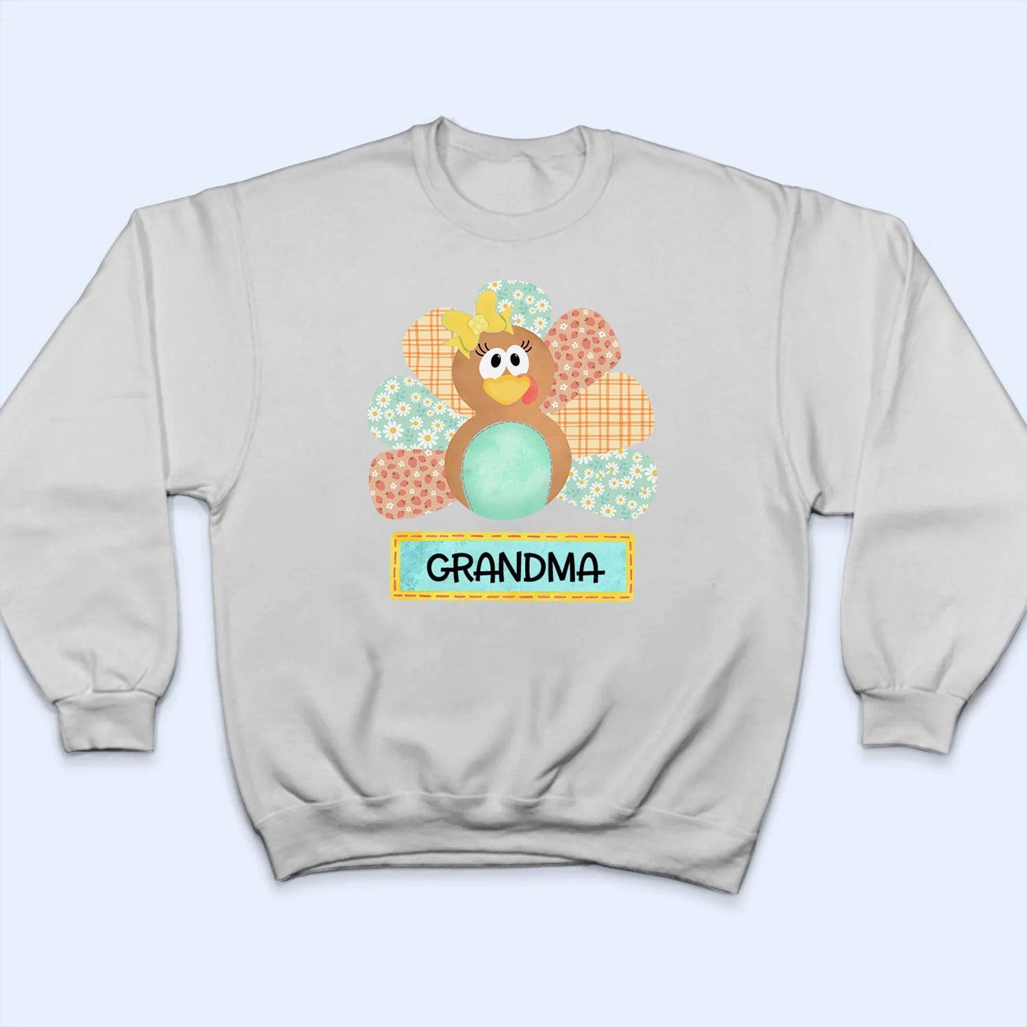 Cute Turkey - Personalized Custom T Shirt - Birthday, Loving, Funny Gift for Grandma/Nana/Mimi, Mom, Wife, Grandparent - Suzitee Store