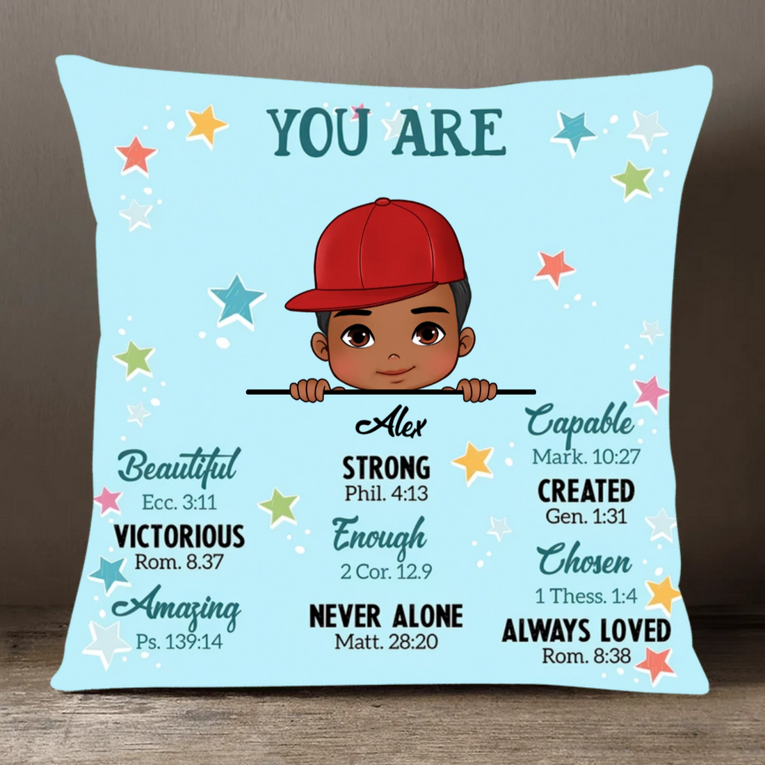 Personalized You Are Bible Verses pillow, alternate view 2