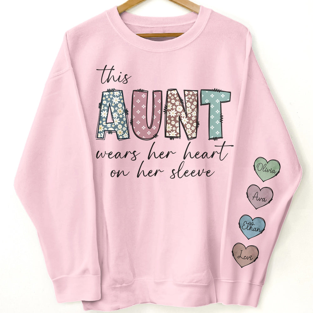 Personalized This Mama Wear Her Heart On Her Sleeve sweater, alternate view 2