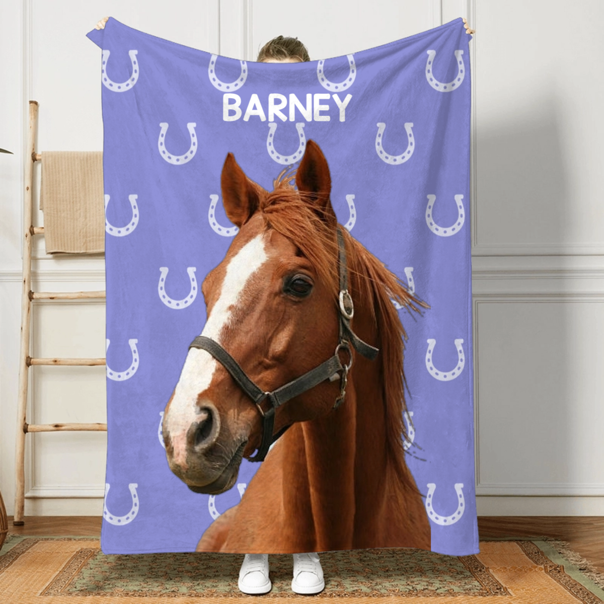 Custom Photo Horseshoe Print Multicolor - Personalized Custom Blanket - Gift For Horse Riding, Riders, Horse Lovers