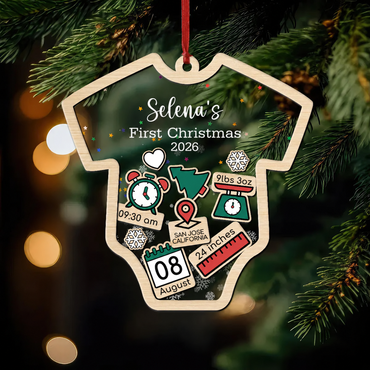 Custom Baby's First Christmas 2026 Ver .2 - Personalized Shaker Ornament - Customized Baby Name, New 1st Baby Gift, Baby Keepsake, 4D Shake Babies